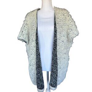 My Beloved Women's Sweater Vest One Size White Black Fuzzy Soft Wool Blend Open